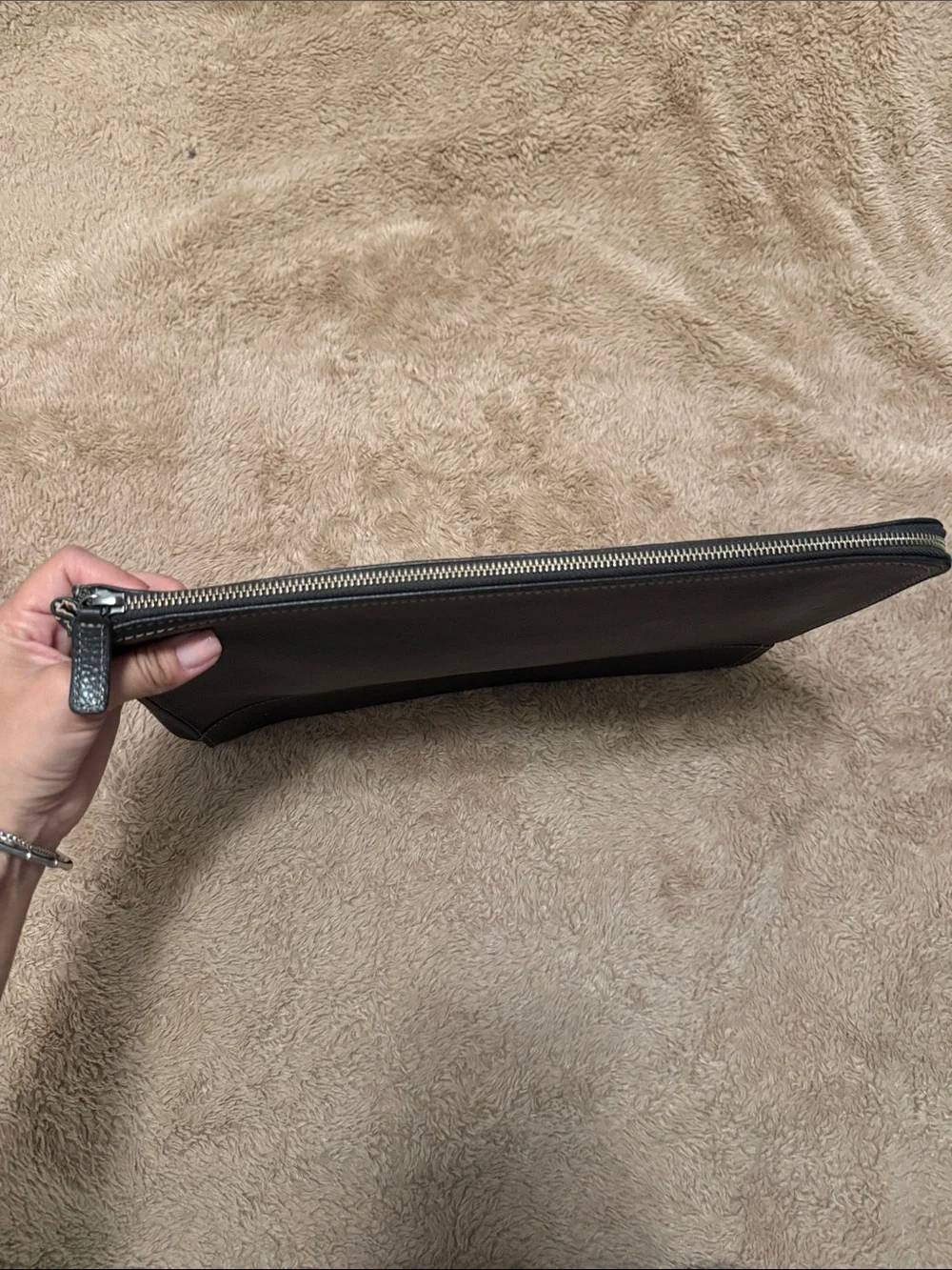 Levenger Black Pebbled Leather Zip Portfolio Organizer